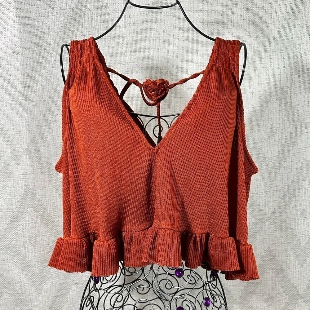 Free People no excuses cropped top in terracotta size XS